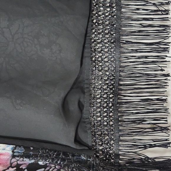 Peck & Peck Burnout Velvet Fringe Floral Leopard Kimono / Robe Sz L - Picture 12 of 15